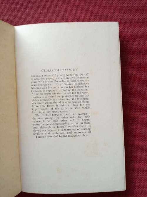 Glass Partitions by Clare Simon. 1st edition 1959. H/C with jacket. 192 pp.