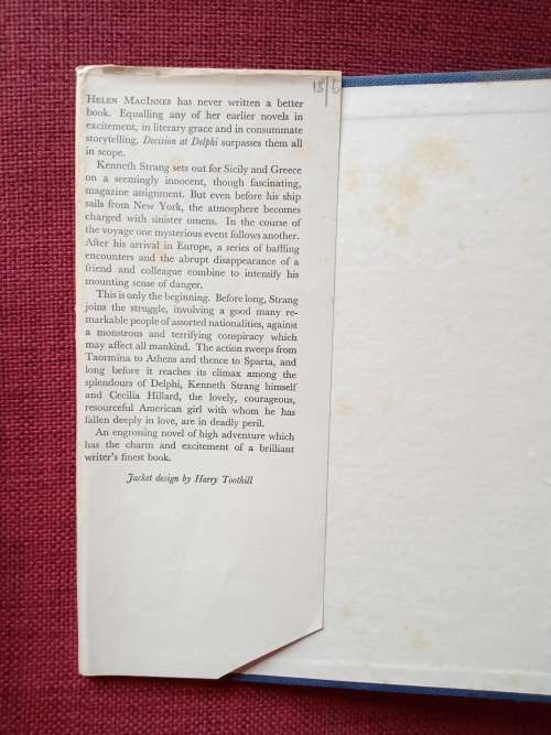 Decision at Delphi by Helen MacInnes. 1st edition 1961. H/C with jacket. 447 pp.