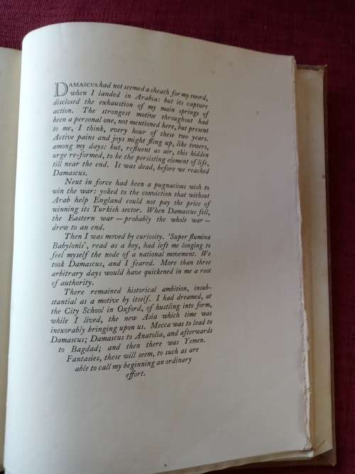 Seven Pillars of Wisdom, A Triumph by TE Lawrence. 1935. H/C. 672 pp.