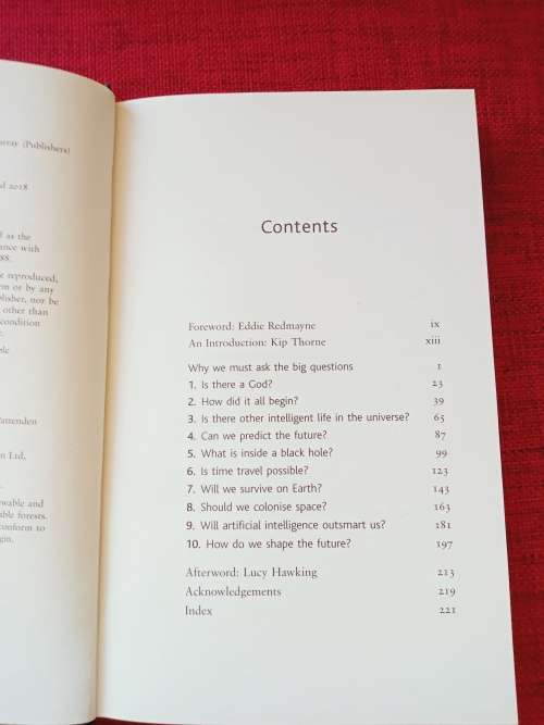 Brief Answers to the Big Questions by Stephen Hawking. 1st ed 2018. H/C with jacket. 232 pp.