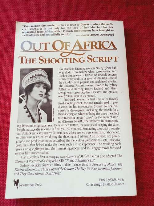 Out of Africa: The Shooting Script. 1st ed 1987. S/C. 169 pp.