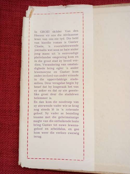 Groei, deur CM van den Heever. Derde druk, 1949. Hardeband met stofomslag. 267 pp.
