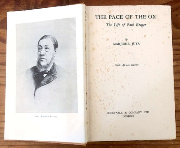The Pace of the Ox, by Marjorie Juta. 1936 first edition. H/C. 338 pp.