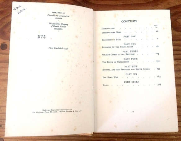 The Pace of the Ox, by Marjorie Juta. 1936 first edition. H/C. 338 pp.