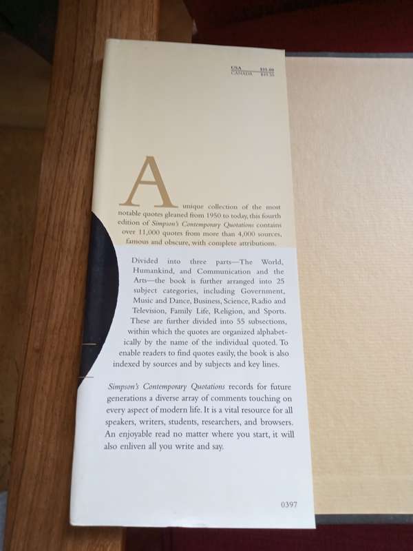 Simpsons Contemporary Quotations, by JB Simpson. Revised edition 1997. H/C. 657 pp.