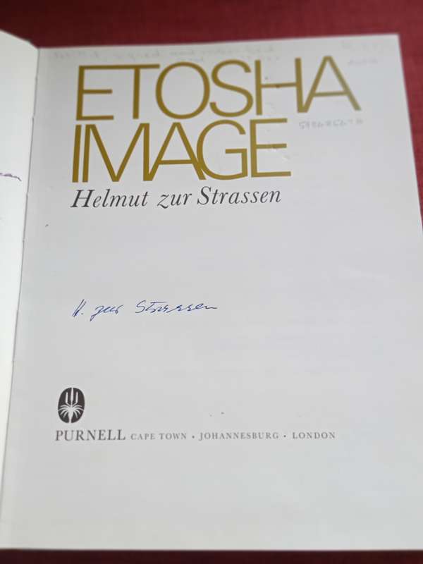 Etosha Image, by Helmut Zur Strasse. Signed 1st edition 1974. Large format H/C with jacket.