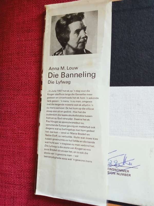 Anna M Louw: Die Banneling - Die Lyfwag. Hardeband met stofomslag. 219 pp.
