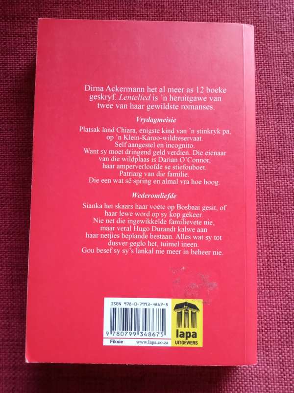 Lentelied deur Dirna Ackermann. Twee romanses. Eerste uitgawe 2011. Sagteband. 311 pp.