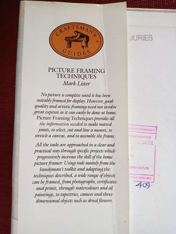 Picture Framing Techniques by Mark Lister. First edition 1987. Small format. H/C. 76 pp.