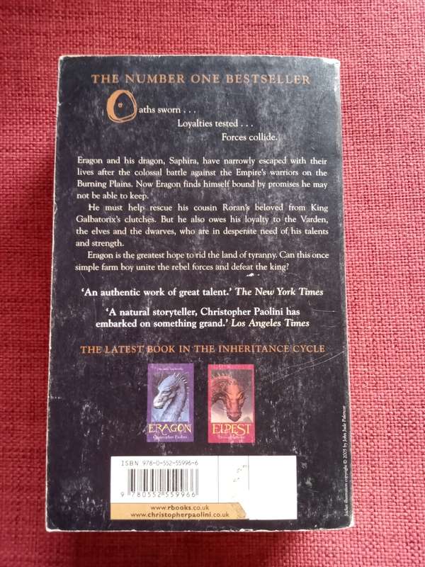Brisingr: Inheritance, Book Three by Christopher Paolini. Reprint 2009. Paperback. 763 pp.