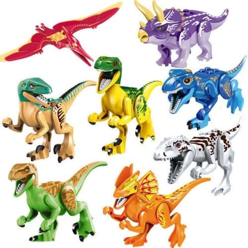 Jurassic Dinosaur Building Block Set 100% LEGO Compatible - Set of 8