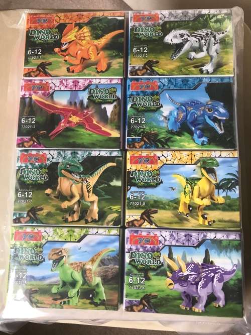 Jurassic Dinosaur Building Block Set 100% LEGO Compatible - Set of 8