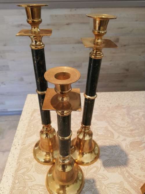 3 Brass Candle Holders