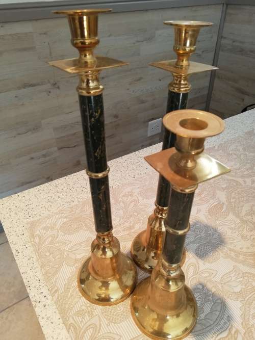 3 Brass Candle Holders