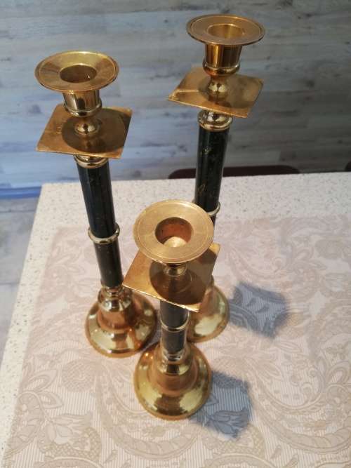3 Brass Candle Holders