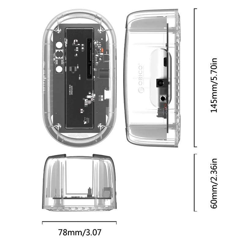 ORICO USB-C 2.5 / 3.5 HDD | SSD Dock Transparent hard drive docking station
