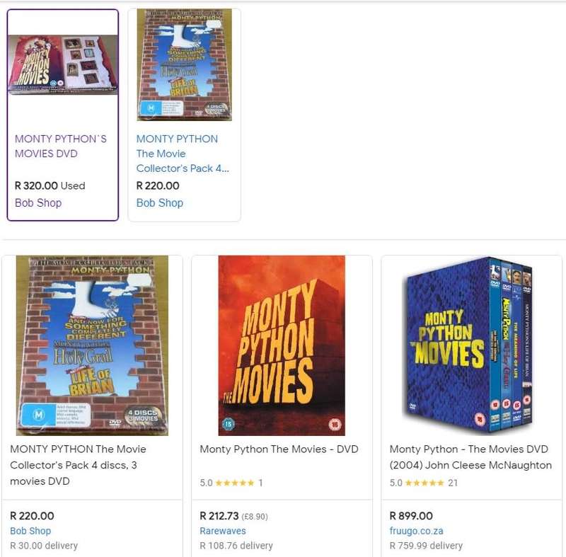 Monty Python The Movies Box set DVD`s 4x movies collectable Rare old vintage classic