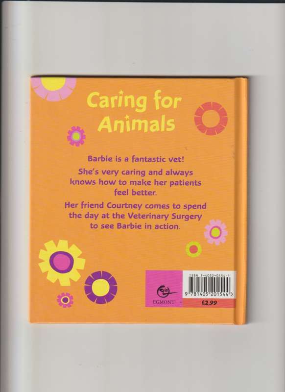 Barbie caring For Animals hard cover book girls children`s story