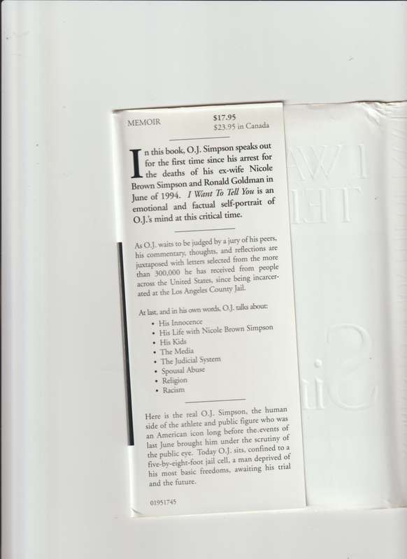 I want To Tell You By OJ Simpson hardcover book true crime celeb