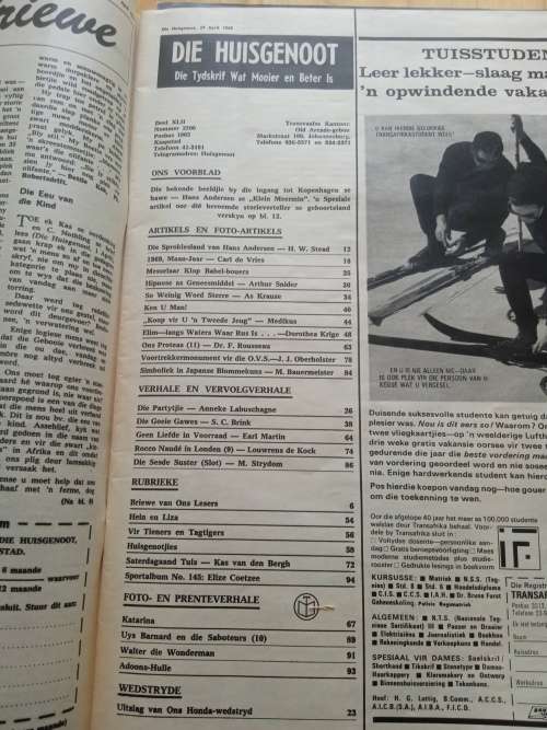 Huisgenoot 29 April 1966 tydskrif met bylae