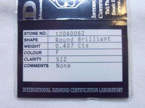 Diamond 0.407ct F SI2 CERTIFIED