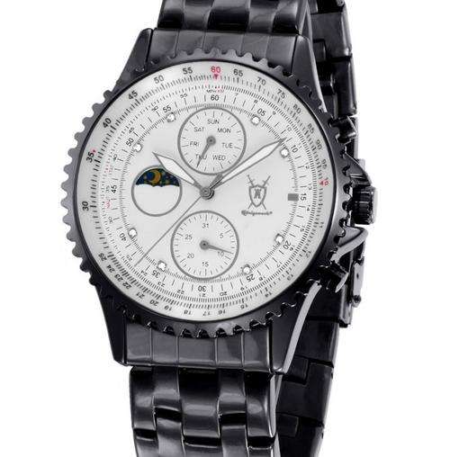 AUTHENTIC KONIGSWERK Argos GUN METAL/GENIUNE 8 DIAMOND MOON PHASE QUARTZ (WITH DIAMOND CERTIFICATE)
