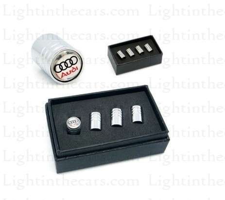 SET OF (4 PIECE) CHROME TYRE VALVE CAPS FOR AUDI - WHITE