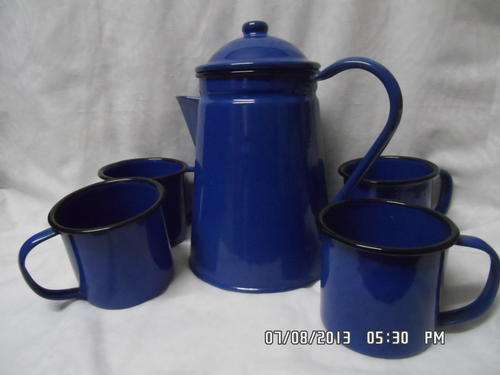 VINTAGE ENAMELWARE COFFEE PERCULATOR SET