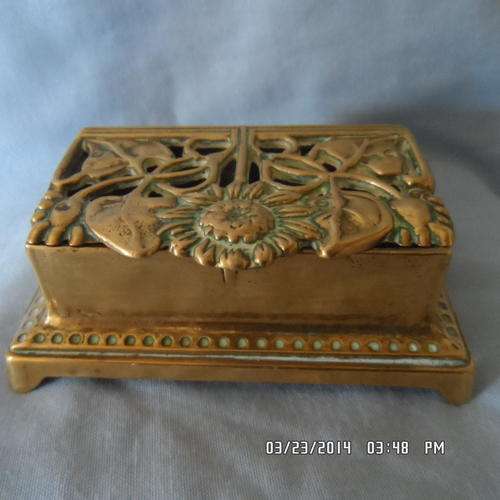 VERY COLLECTIBLE BRASS ART NOUVEAU STAMP BOX