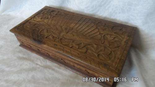 STUNNING SOLID WOODEN CARVED BOX