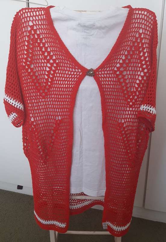 Ladies Crochet Red Beach Dress