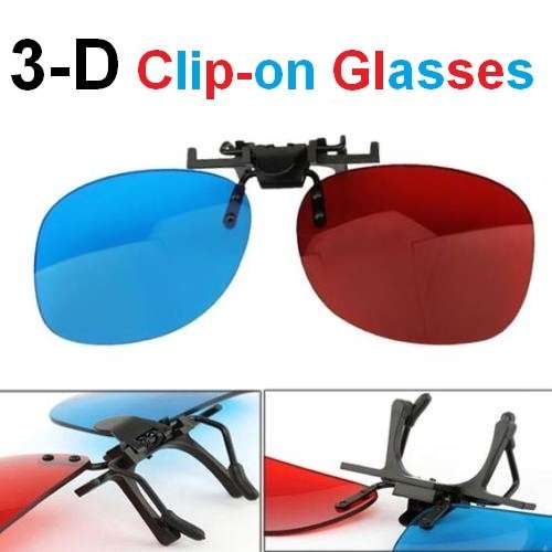 3D Red Blue Clip-on Glasses For Anaglyph Dimensional Movie Game DVD