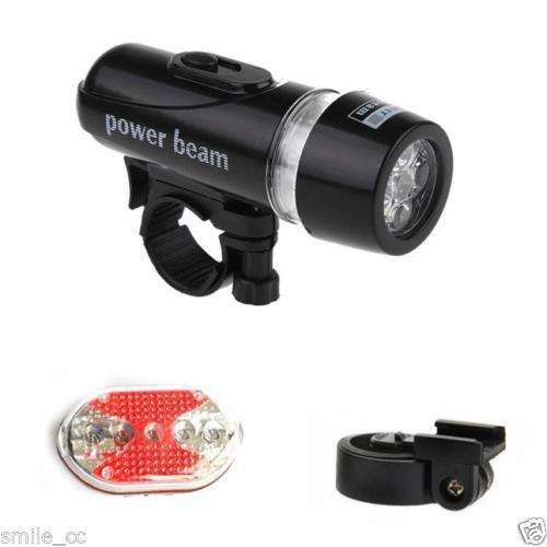 Bicycle 5 LED Bicycle Front Head Light Bike Lamp + Rear Safety Flashlight Set