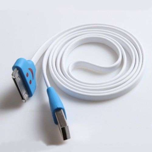 Flat IPhone 4 connector plug to USB 2.0 Data Sync and Charging Cable For iPhone 4 4s -White