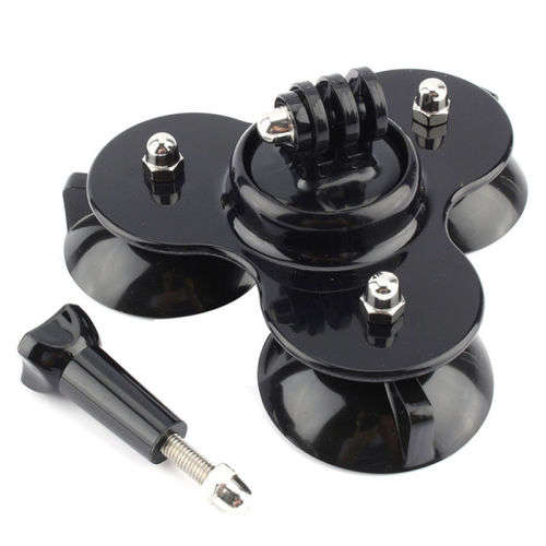Triple Suction Cup Mount With Screw For GoPro Hero 1 2 3 4 5 SJCAM Sports camera