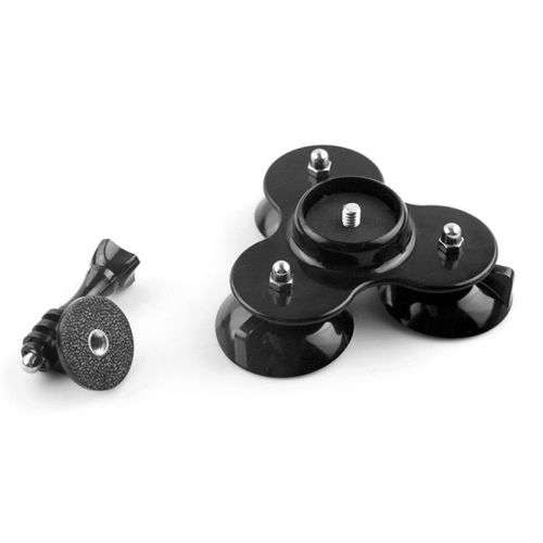 Triple Suction Cup Mount With Screw For GoPro Hero 1 2 3 4 5 SJCAM Sports camera