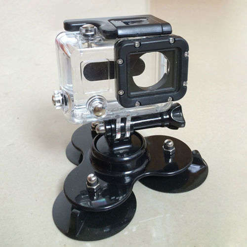 Triple Suction Cup Mount With Screw For GoPro Hero 1 2 3 4 5 SJCAM Sports camera