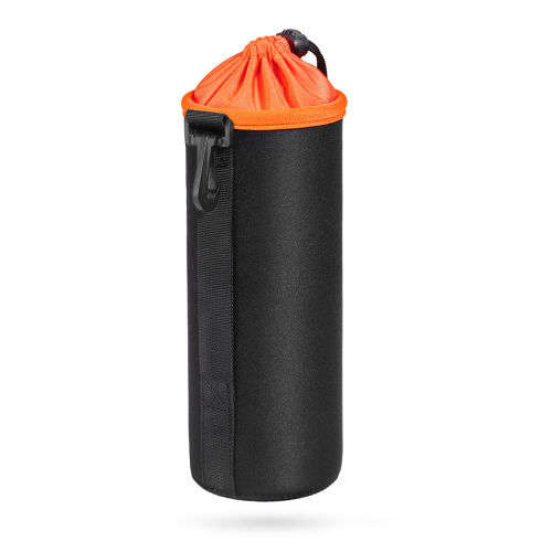 Soft Neoprene DSLR Camera Lens Pouch Set - Black + Orange inner