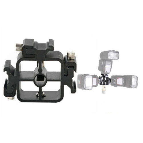 3-way Universal Hot Shoe Mount Flash Bracket Umbrella Holder for tripod mount