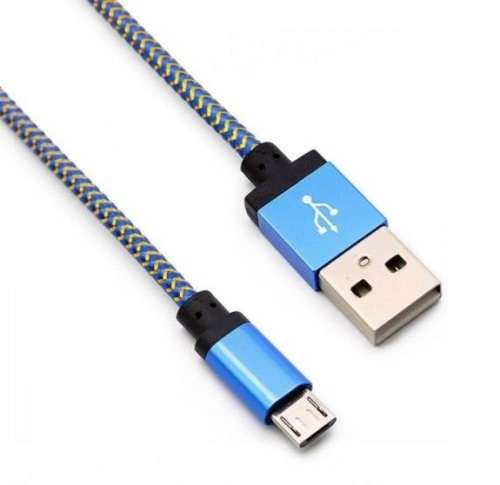 1m Micro USB A to USB 2.0 Blue Braided Data Sync Charger Cable Cord