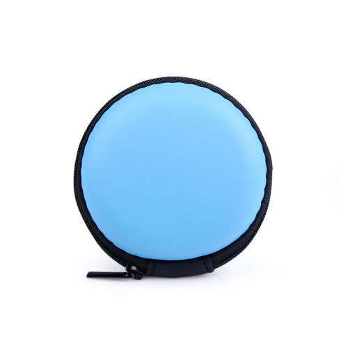 Round Portable Pocket Zipper Storage Bag For Headphone Earphone Earbuds TF SD Card