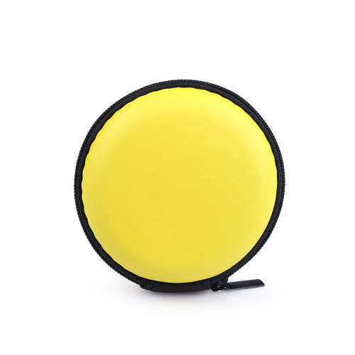 Round Portable Pocket Zipper Storage Bag For Headphone Earphone Earbuds TF SD Card