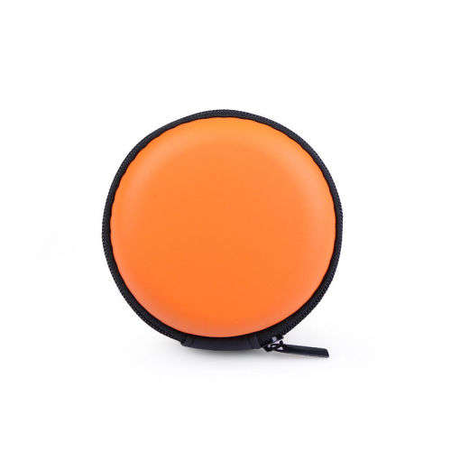 Round Portable Pocket Zipper Storage Bag For Headphone Earphone Earbuds TF SD Card