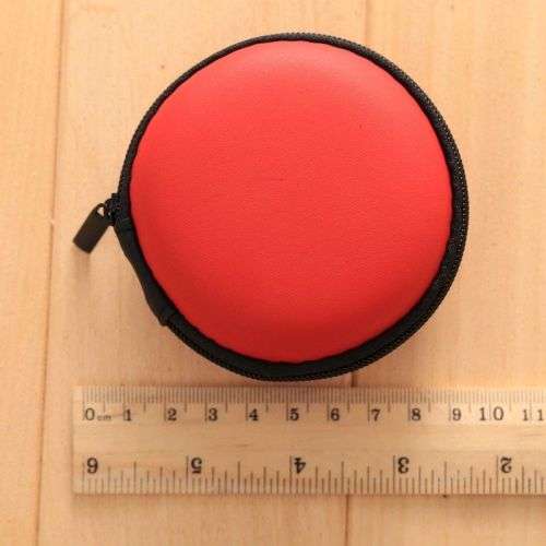 Round Portable Pocket Zipper Storage Bag For Headphone Earphone Earbuds TF SD Card