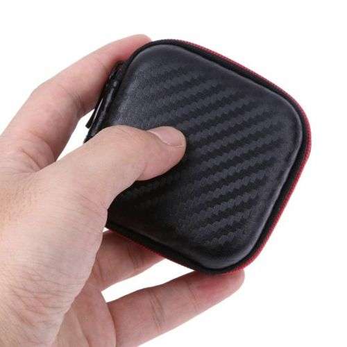 Square Portable Pocket Zipper Storage Bag For Headphone Earphone Earbuds TF SD Card