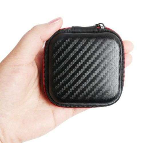 Square Portable Pocket Zipper Storage Bag For Headphone Earphone Earbuds TF SD Card