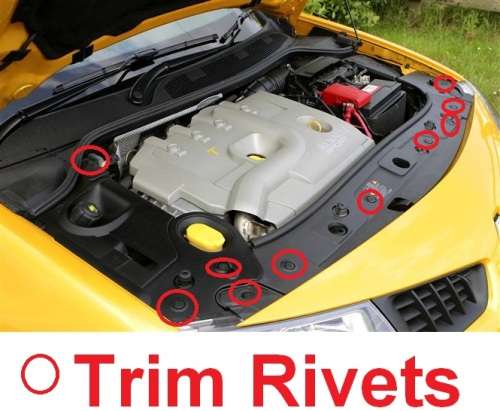 10x Trim Rivet to mount engine bay lining of certain Nissan & Renault models