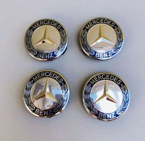 4x 75mm Chrome Plastic Wheel Centre Cap for Mercedes Benz