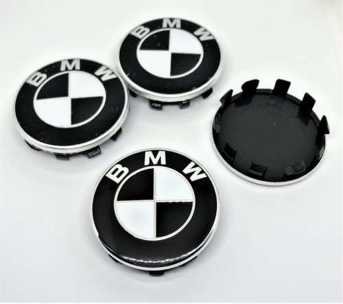 4x 56mm Replacement Hub Wheel Centre Caps for BMW (Black & White)