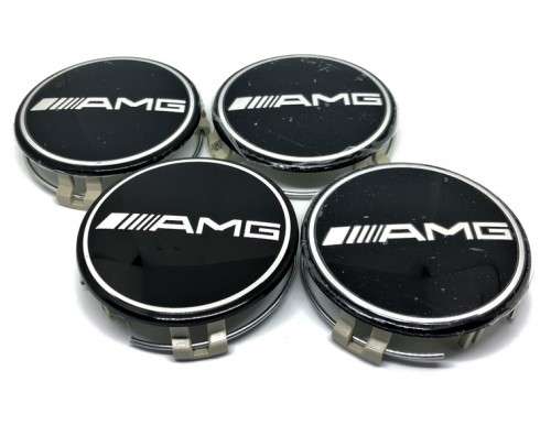 4x 75mm Wheel Centre Cap for Mercedes Benz AMG (Black)